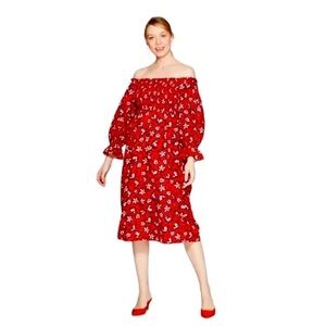 Who What Wear Smocked Flare Midi Dress